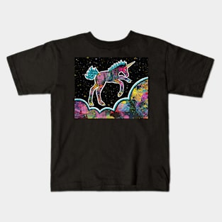 Galaxy Dancing Unicorn - Pink and Blue Kids T-Shirt